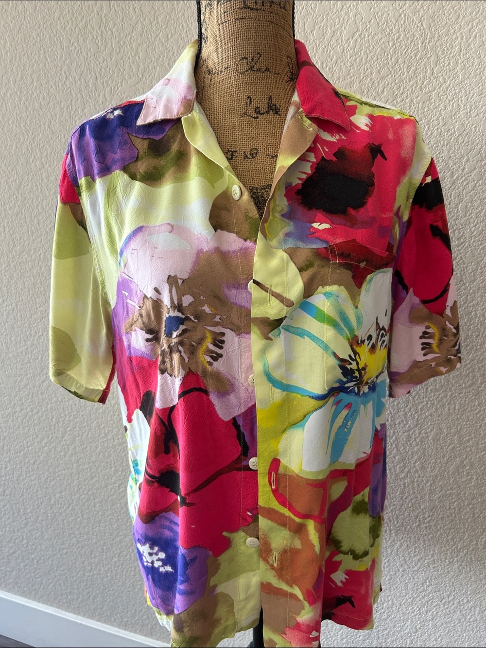 Jams World Bright Multi-Color Floral Button-Down Shirt